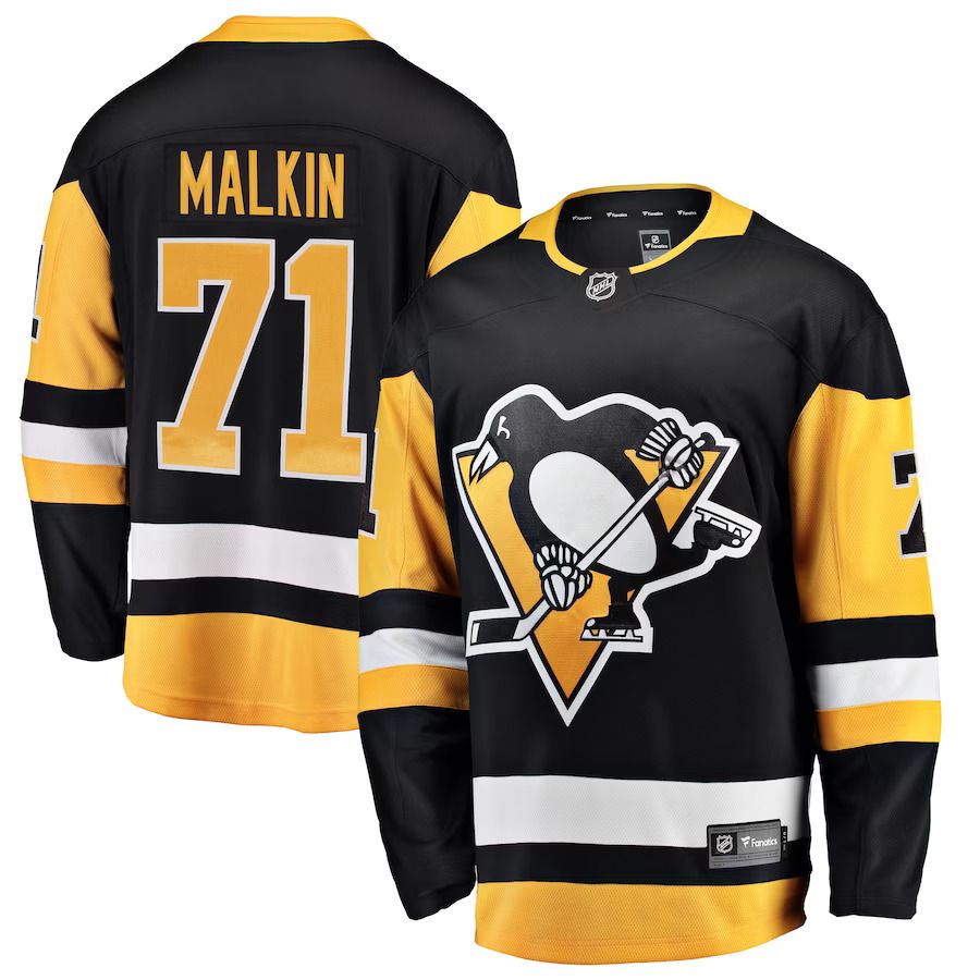 Men Pittsburgh Penguins 71 Evgeni Malkin Fanatics Branded Black Breakaway Player NHL Jersey
